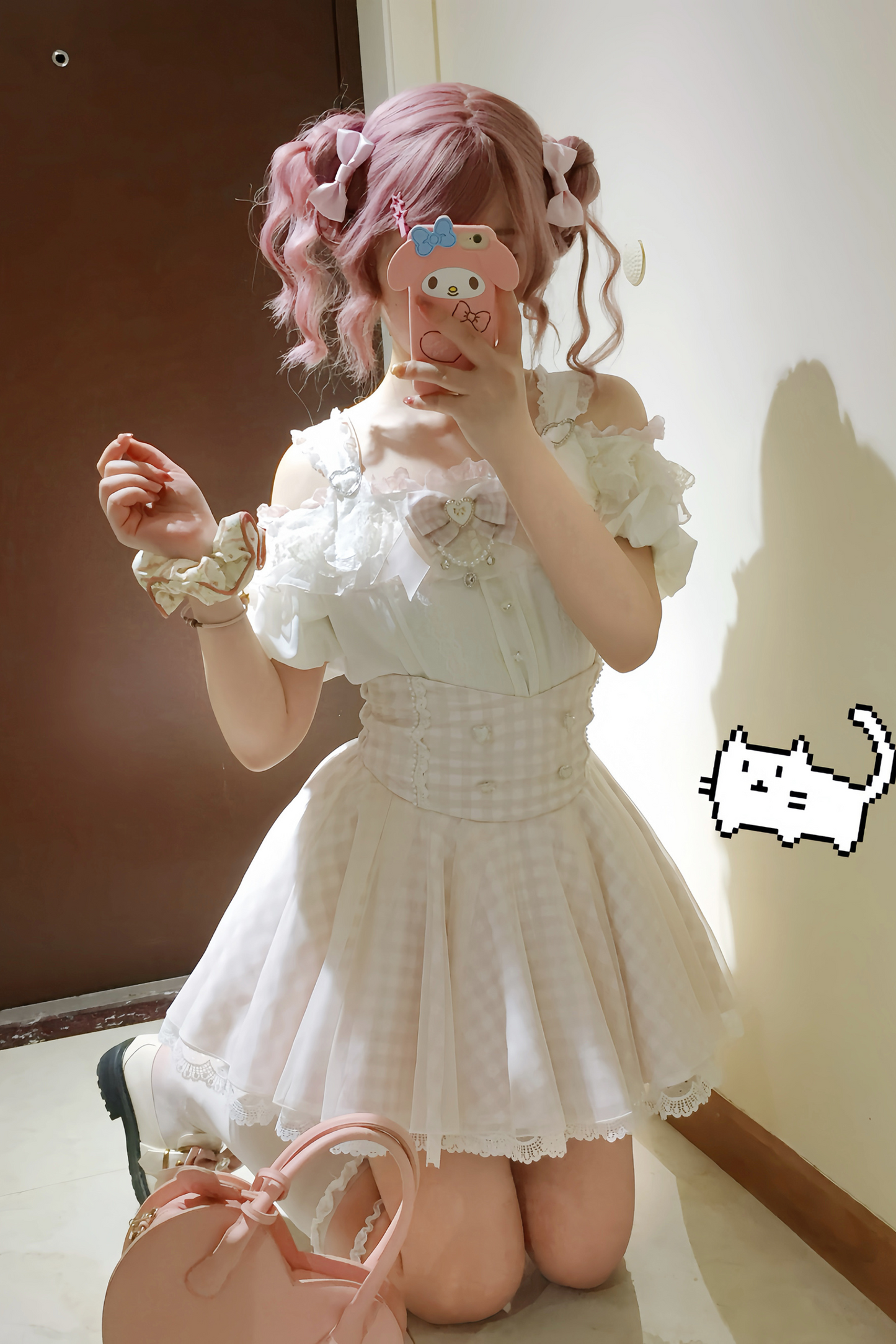 【予約商品】量産オフショルダートップス+ハイウエストスカート