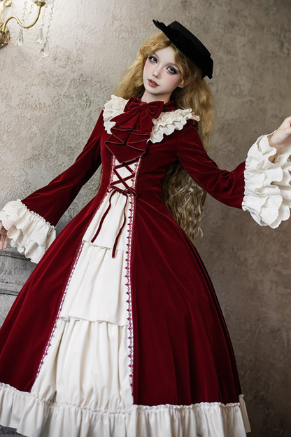 クラシカルエレガントドレス+カラー+リボン+ハット