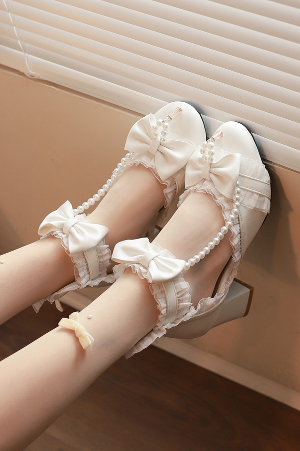Pearl Ribbon Princess Lolita Shoes
