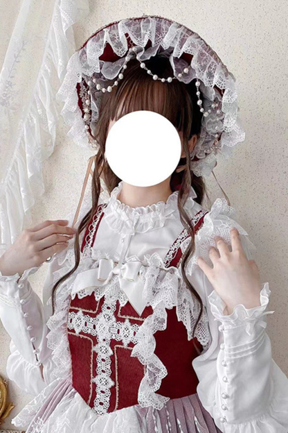 ゴシックドールレースジャンパースカート+ボンネット+ショール
