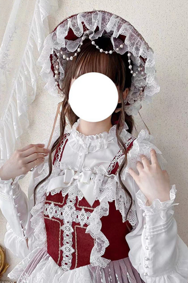 ゴシックドールレースジャンパースカート+ボンネット+ショール