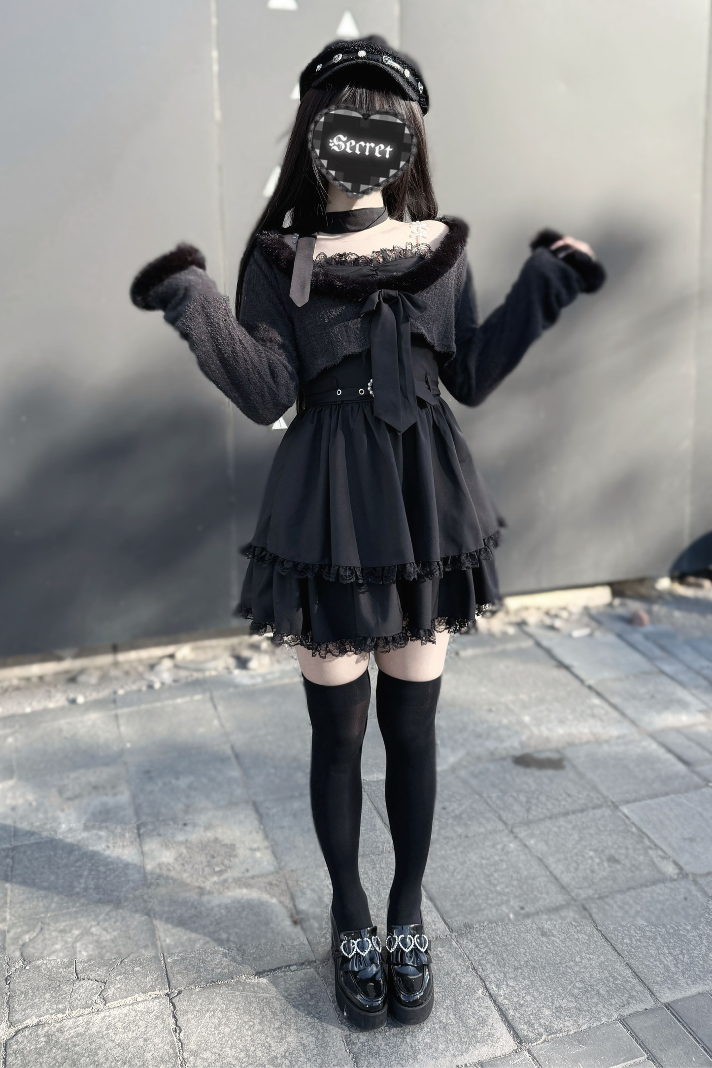 地雷サスペンダー スカート+ ショートカーディガン