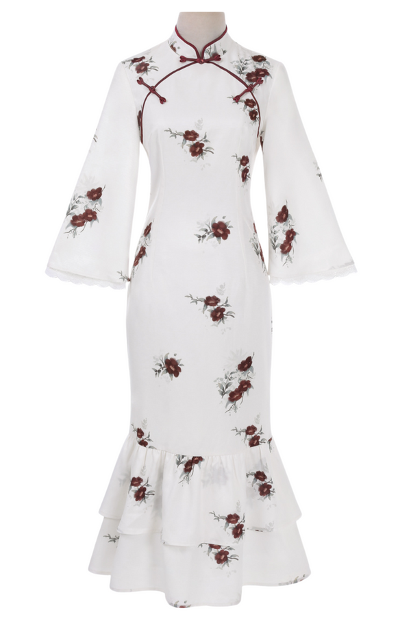 Retro Flower Chinese Dress + Cloak