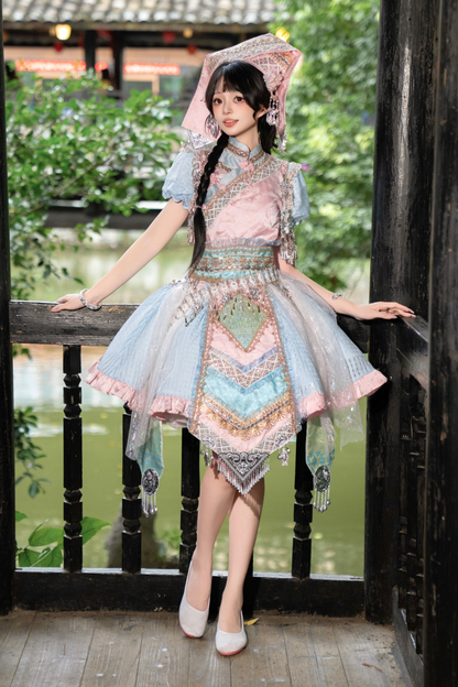 【12月16日予約締切】エスニックロリータツインコーデパフスリーブドレスセット＋ベルスリーブドレスセット