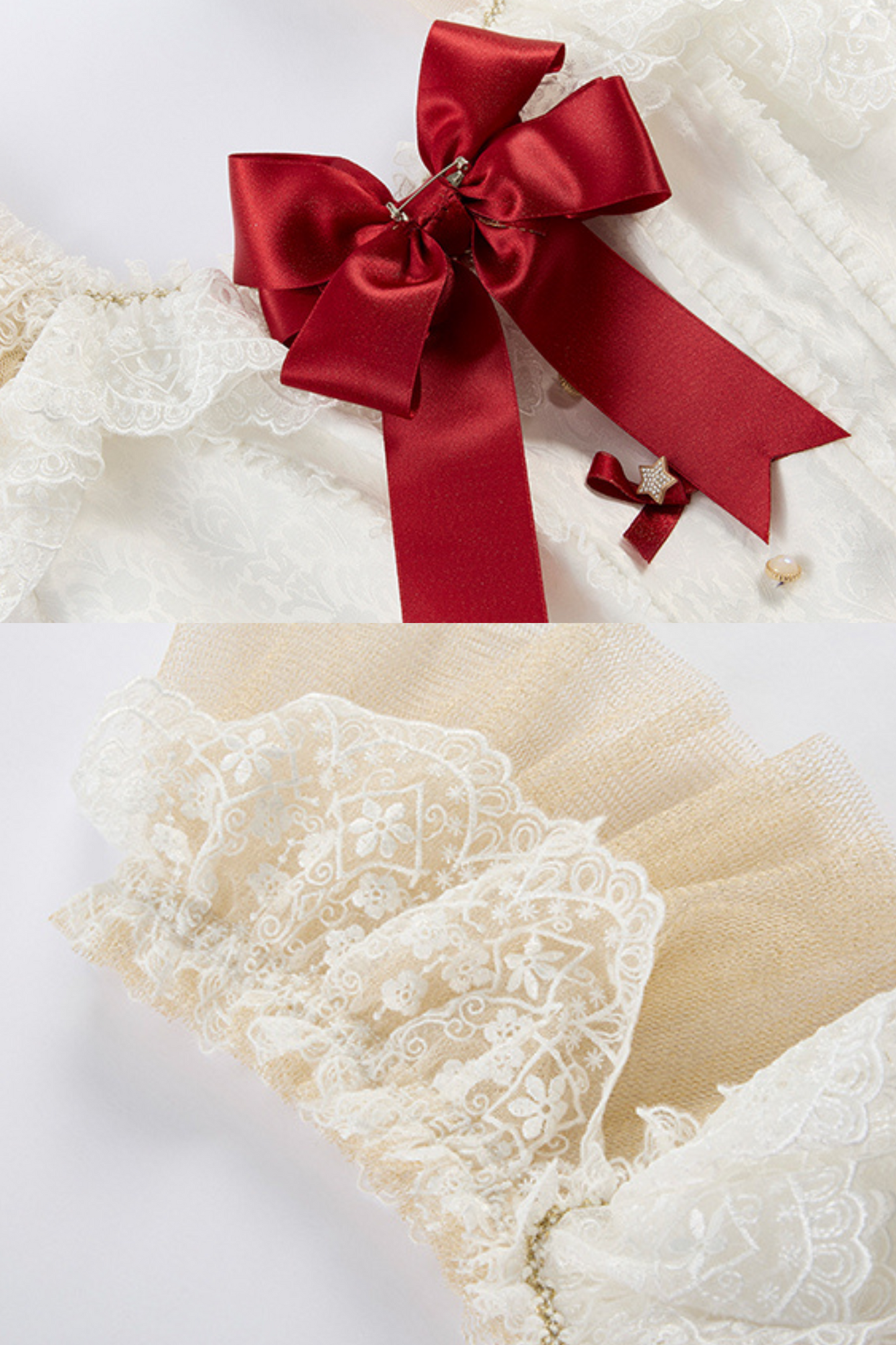 白雪プリンセスロリータドレス+ボンネット+レースチョーカー