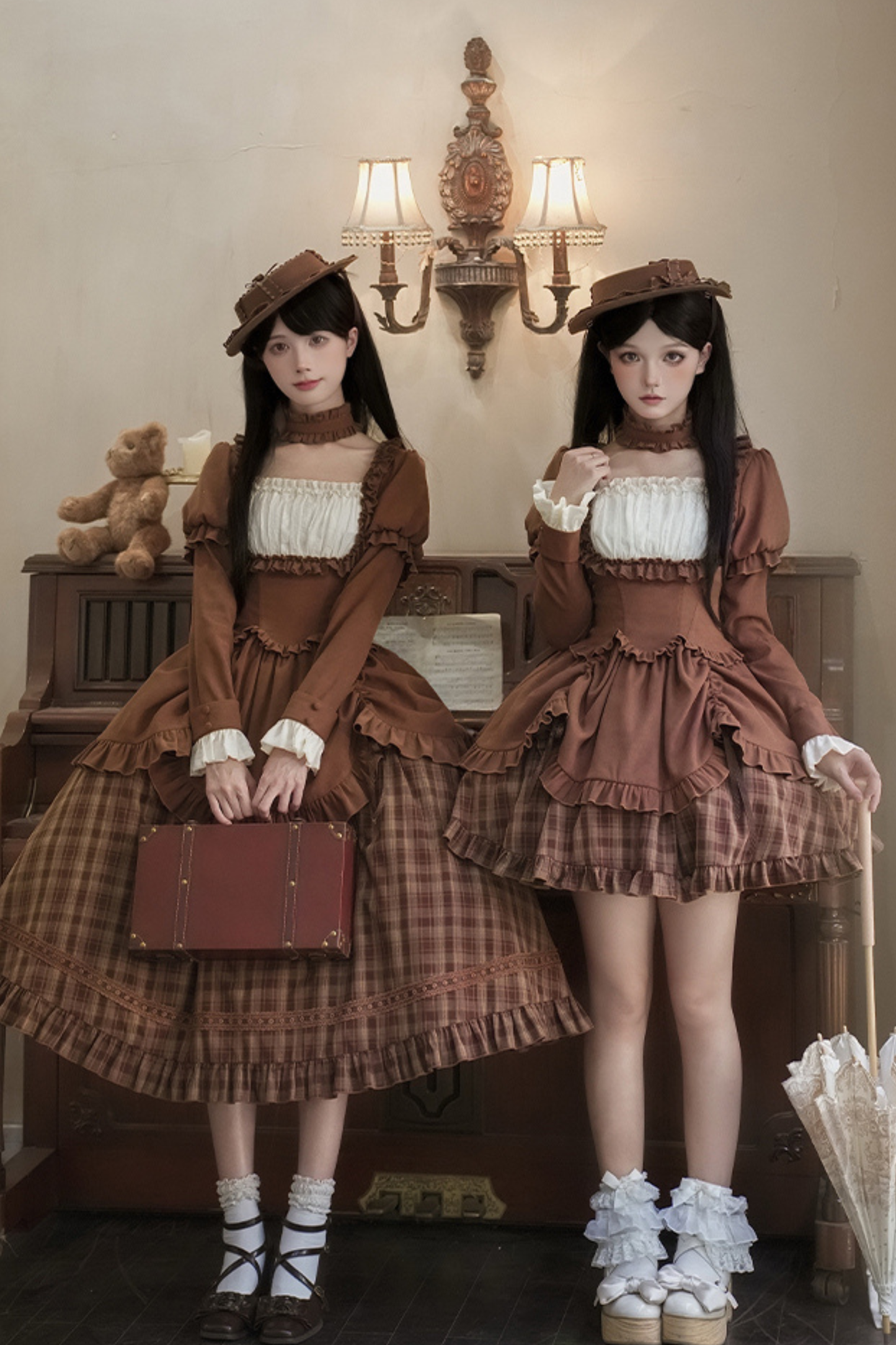 スイートチェックドールドレス＋2WAYリボン＋リボン＋ハット