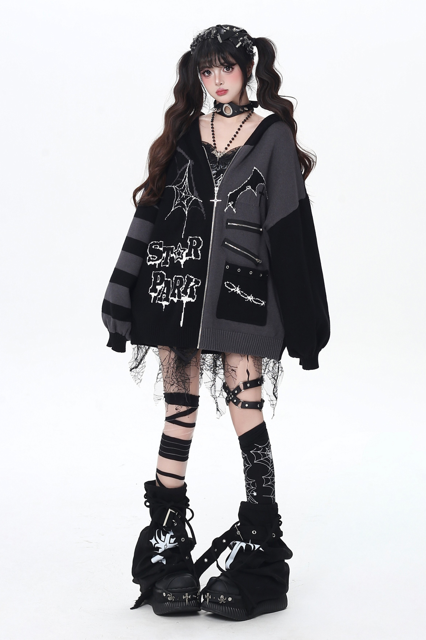 Gothic Asymmetrical Design Knit Cardigan