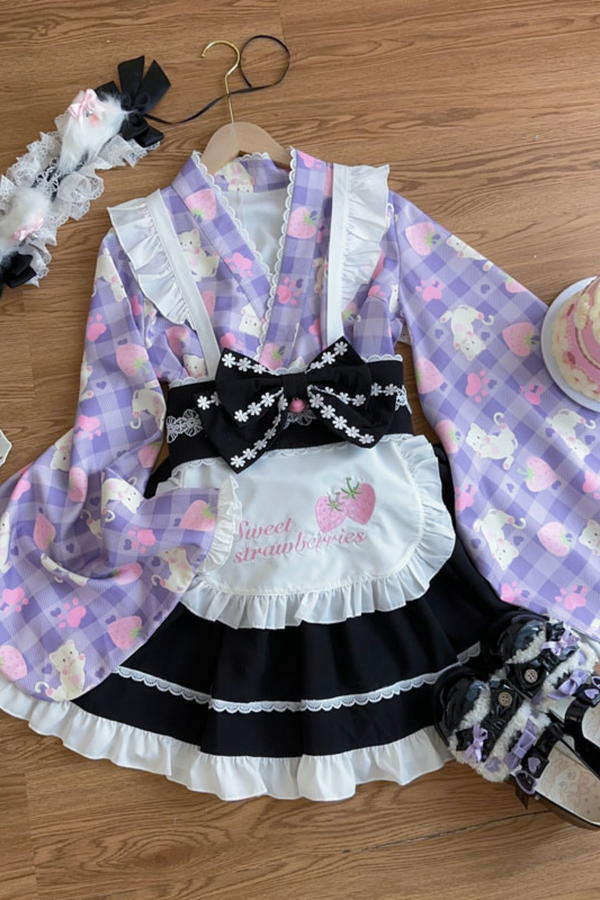 [Reservation Product] Strawberry Retro Cafe Japanese Style Lolita Dress