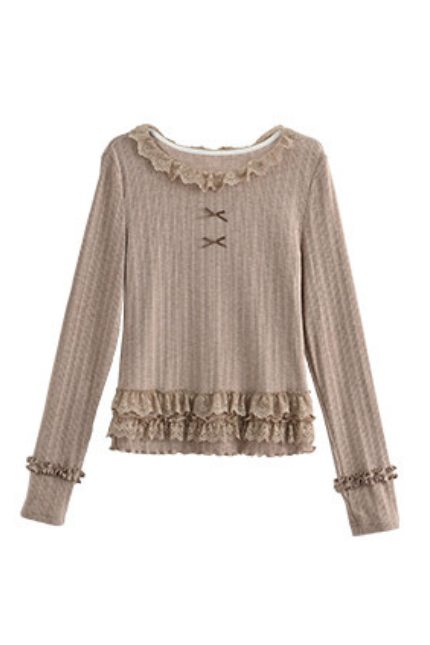 リボンフリルトリムトップス