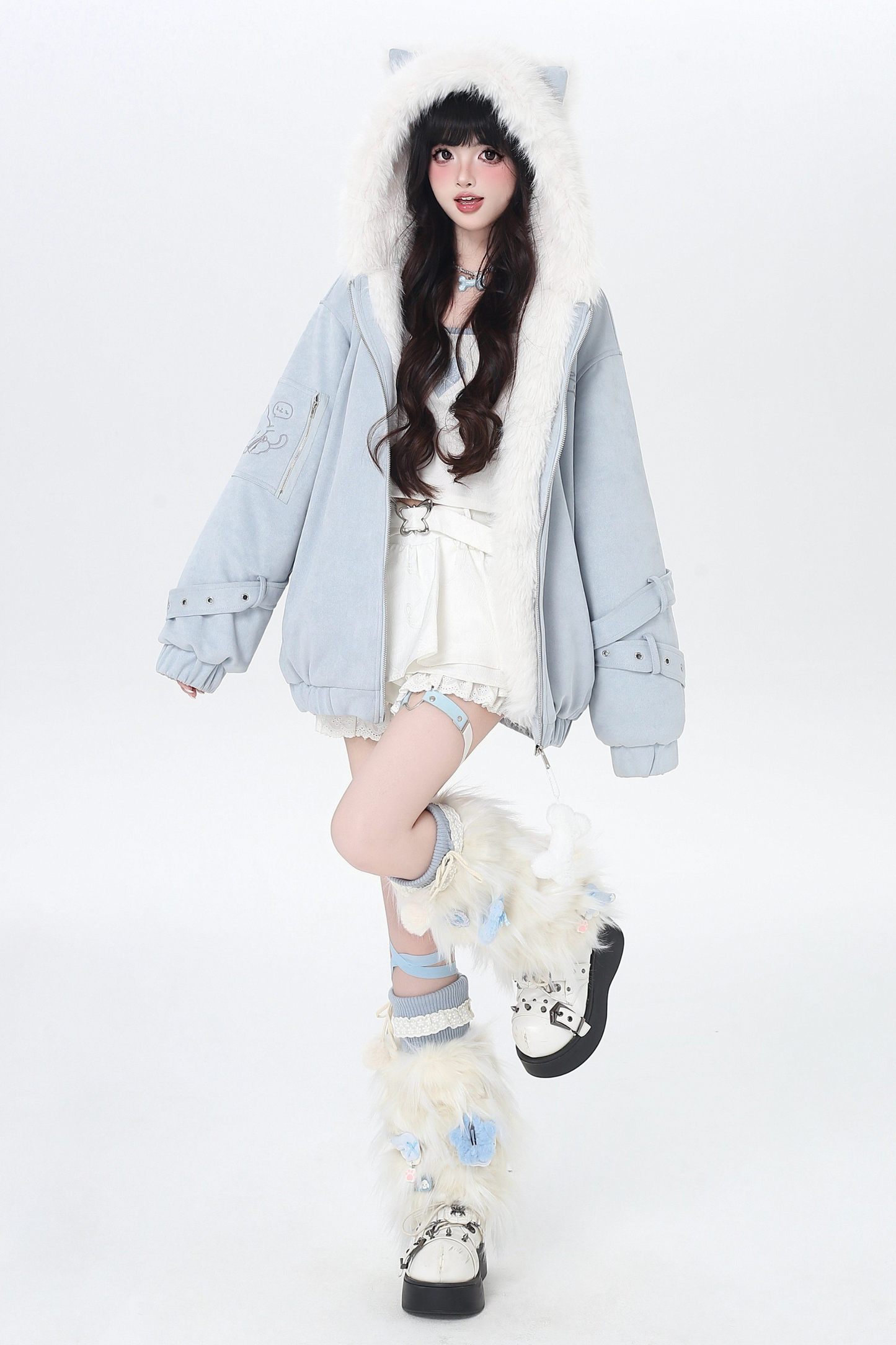 Cat Ear Hood Fur Jacket