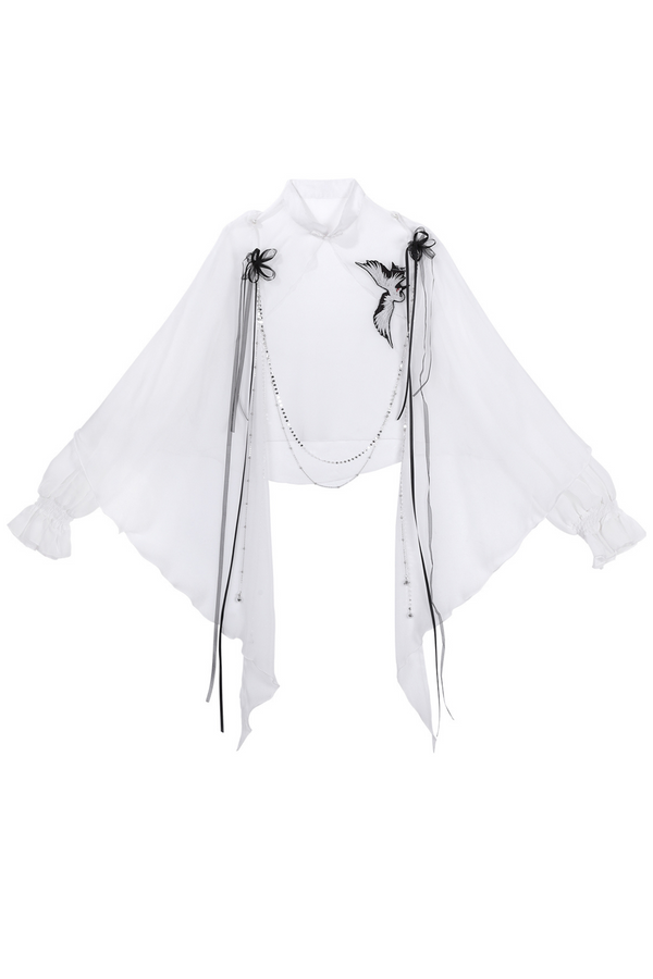 レトロダークチャイナスカート＋キャミソール＋シアーコート