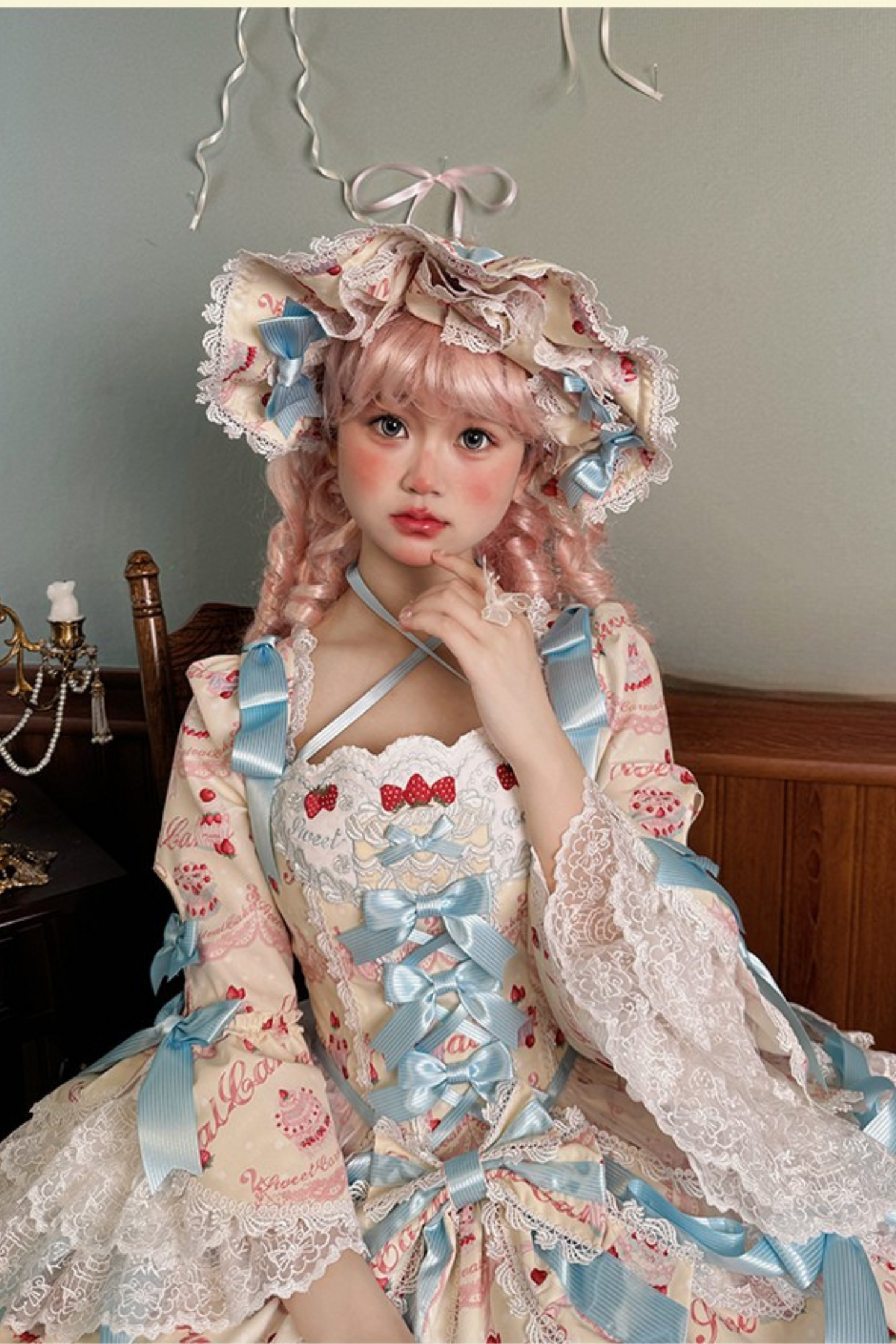[Pre-order Deadline: July 8] Strawberry Series Bonnet + Ribbon Headband