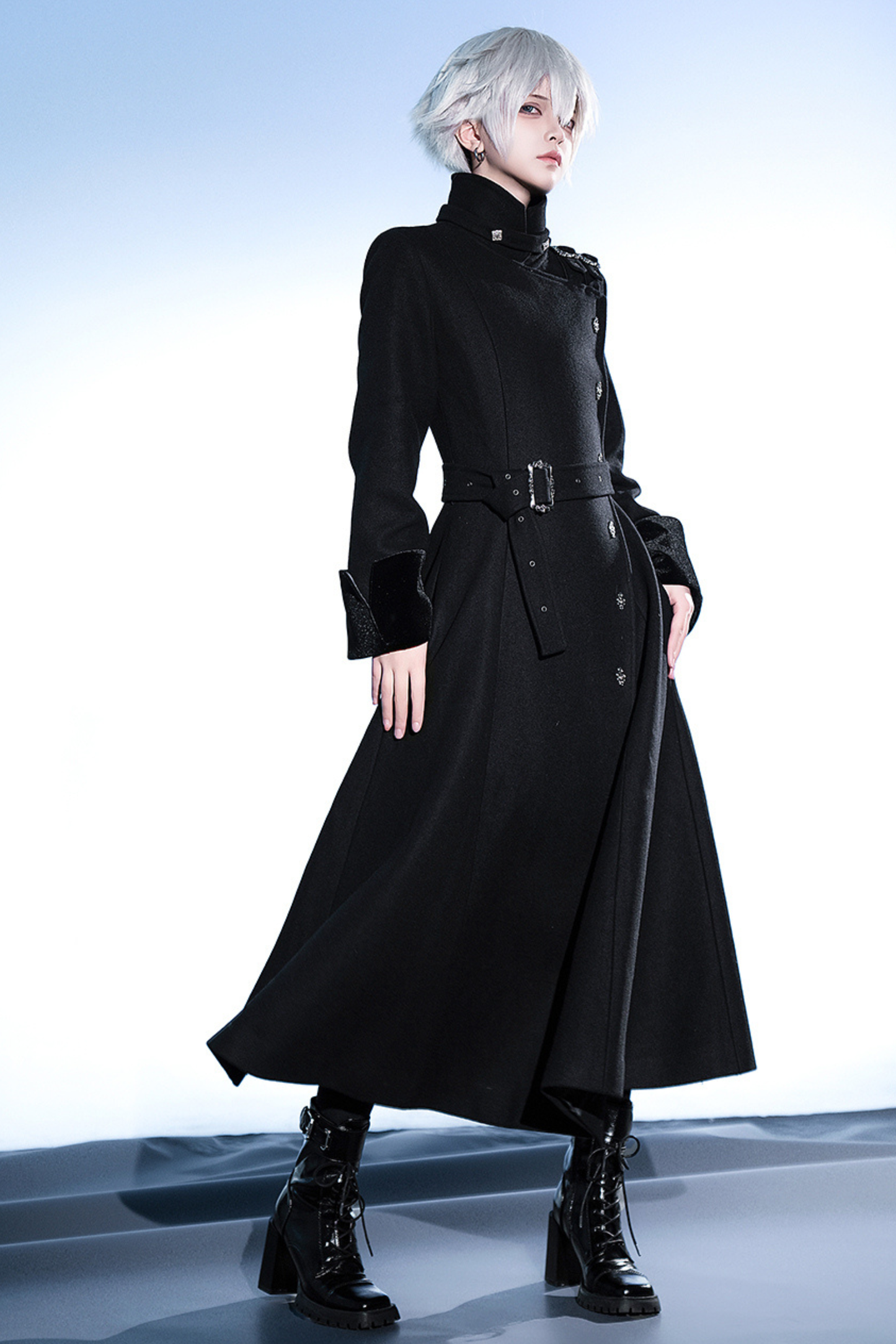 スタンドネック皇子ロングコート