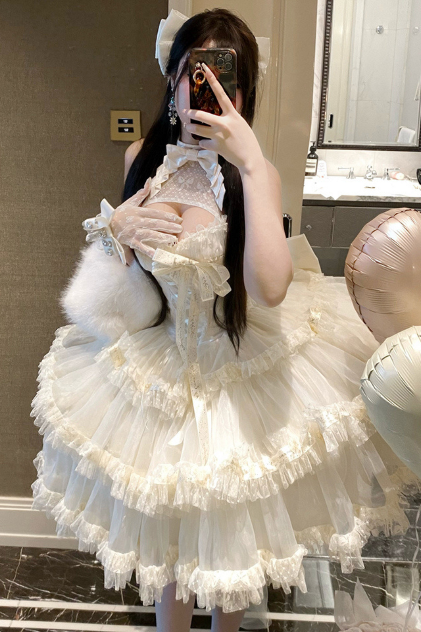 Ribbon Halter Neck Slim Lolita Dress