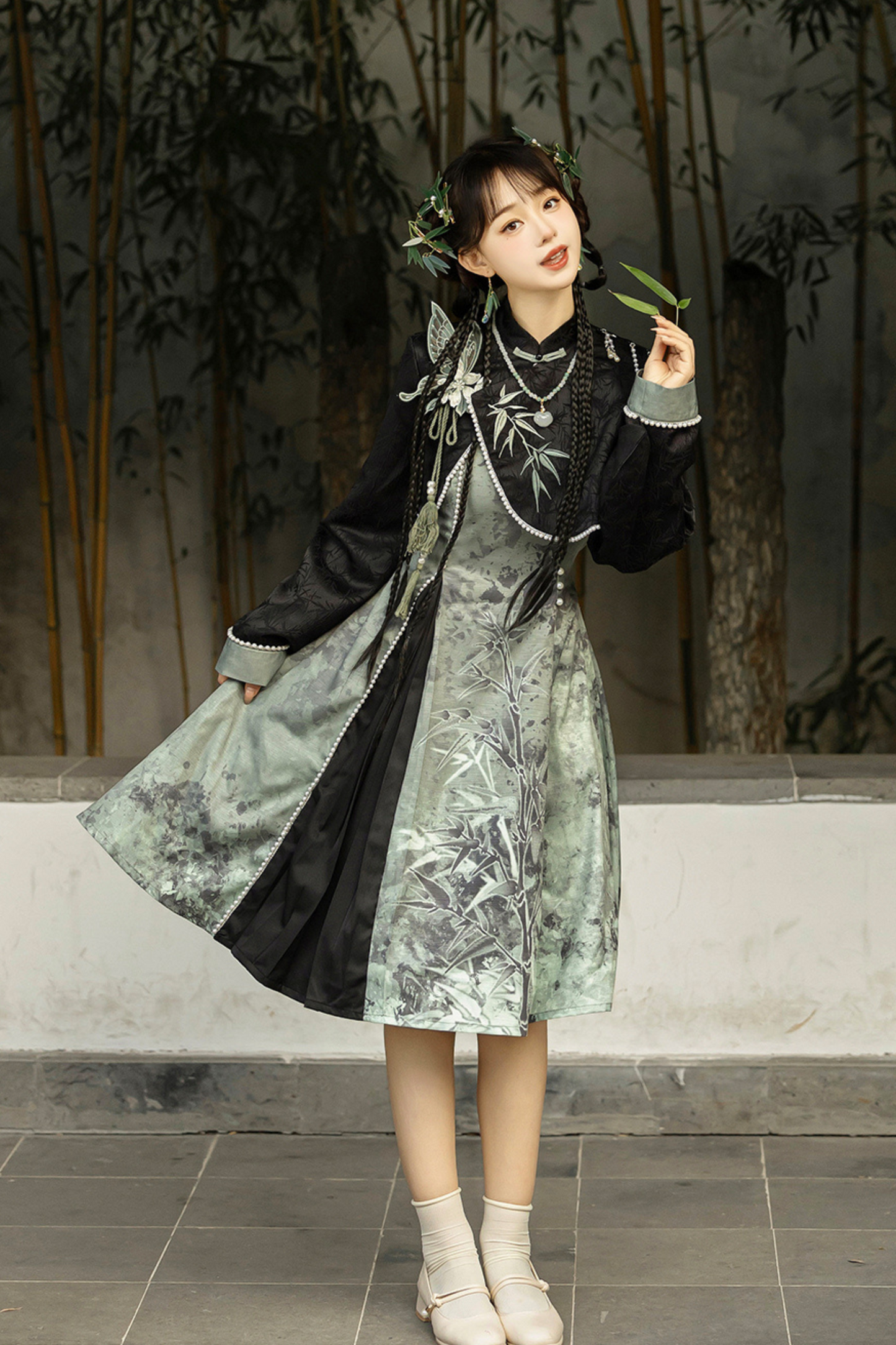 Nebaar Island Smoked China Lolita Suspender Dress + Short China Jacket