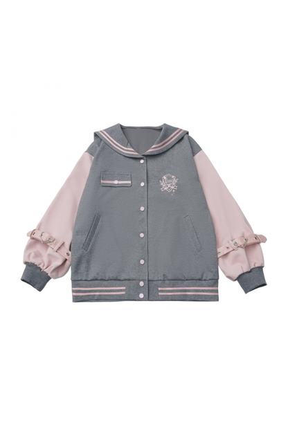 세일러 칼라 재킷 + 플리츠 스커트 + 롱 팬츠