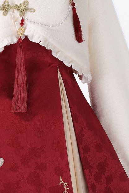 Chinese fur outerwear + retro dress