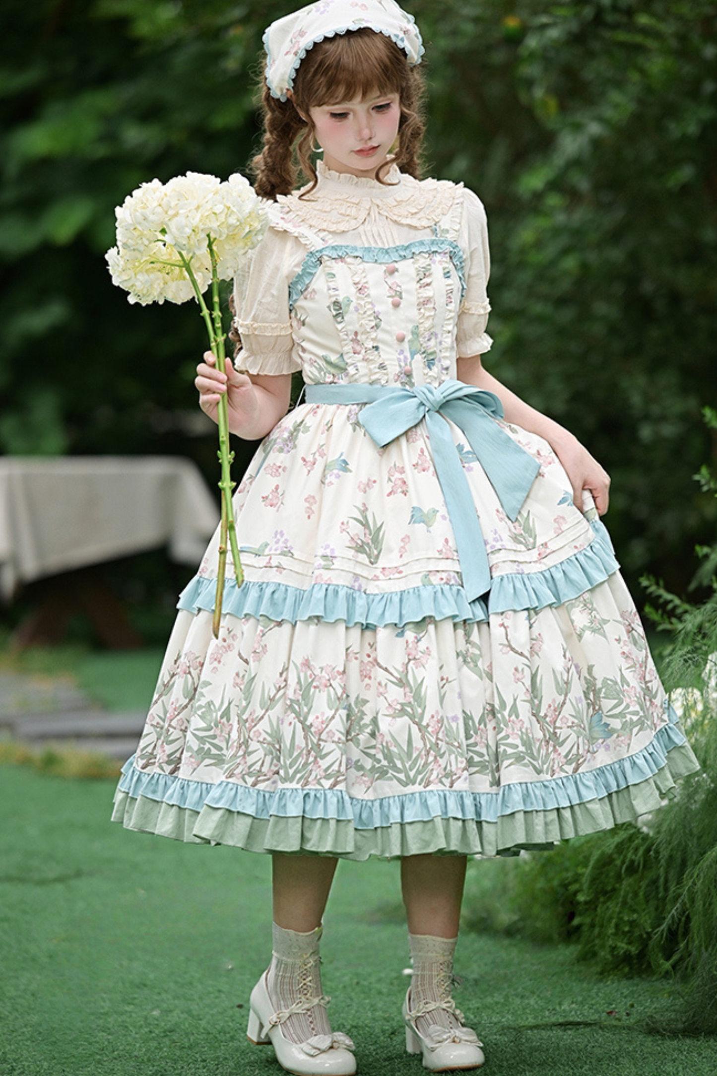 【予約商品】フォレストフラワードレス+サスペンダースカート+ブラウス+カーディガン+スカーフ