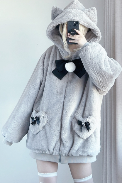 猫耳ぬいぐるみフードジャケット