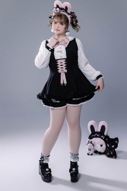 Fluffy cute cape + top + pants + brooch