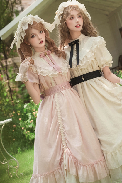 【予約商品】ローズフリルロリータドレス+ドレス＋ベルト＋ブローチ＋リボン＋ヘッドバンド＋スリーブ