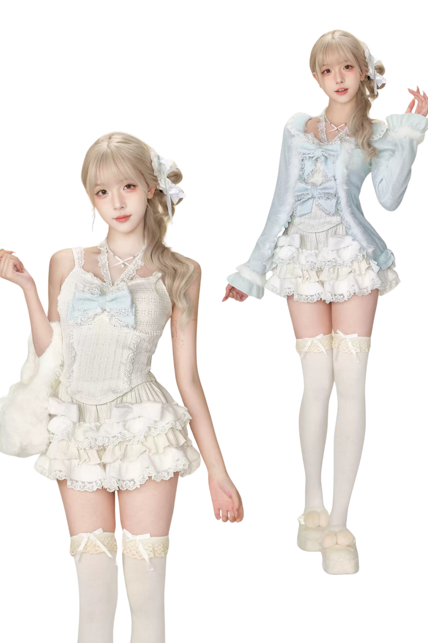 Snow girl hoodie + camisole + cake skirt