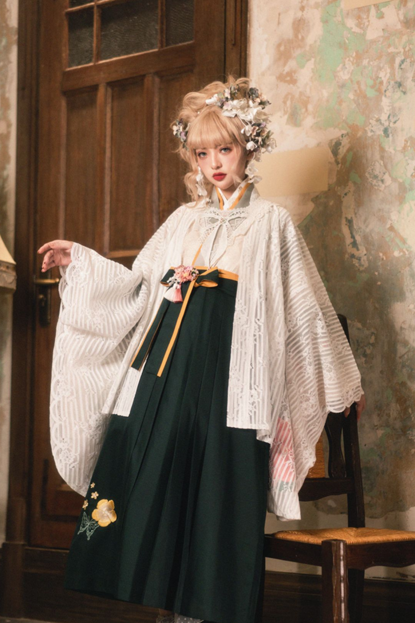 レトロ手毬和装トップス