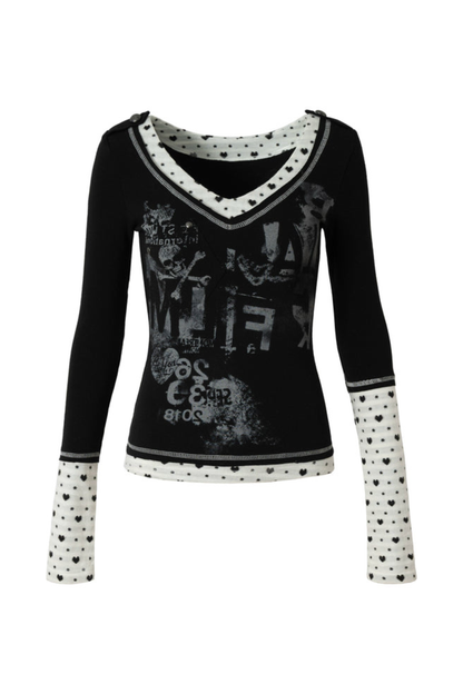 레트로 다크 패치워크 탑