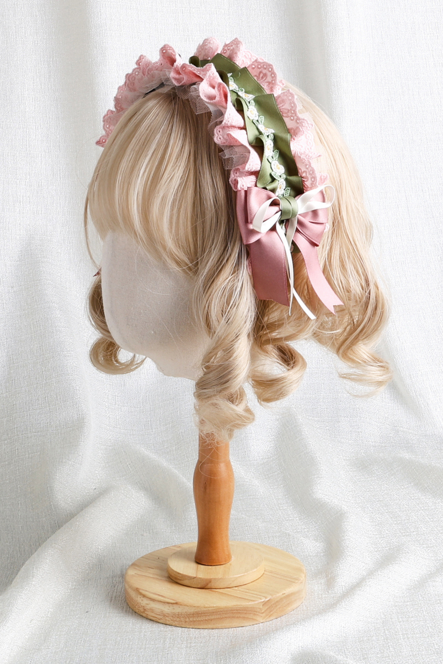 カントリーブーケロリータボンネット+フラットハット+クリップハット+ヘアバンド