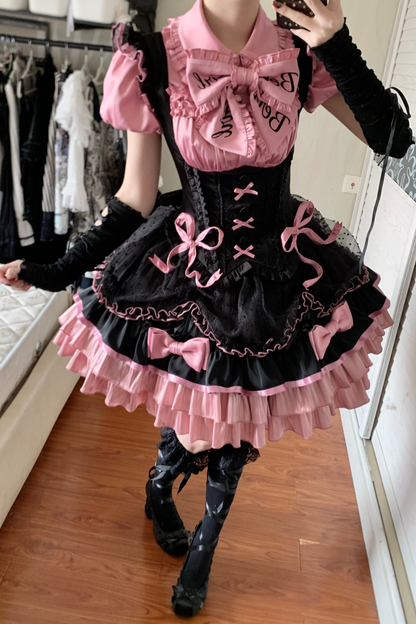 【3月10日予約締切】キャンディハートビートロリータシャツ+ジャンパースカート+ハット+リボン