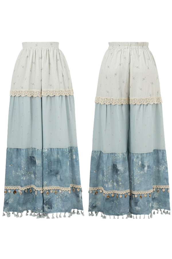 シーブルーデザインワイドパンツ