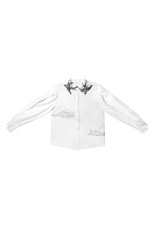 Bird collar mode shirt