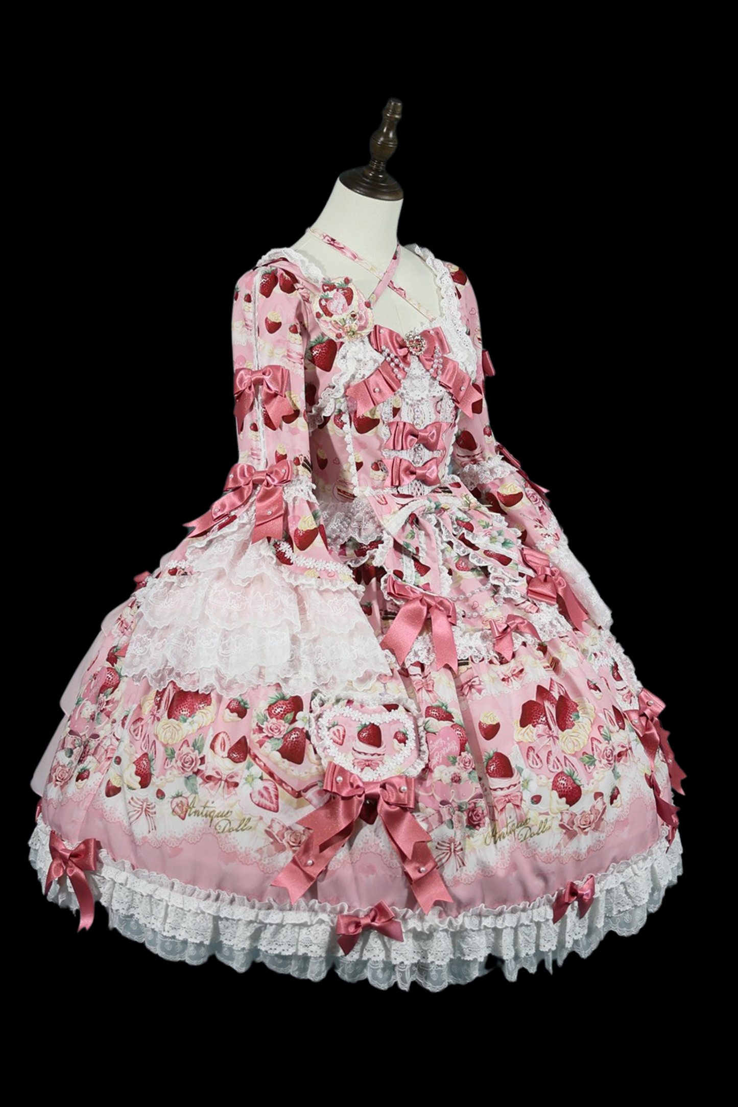 【2月27日予約締切】ストロベリーアンティークドールドレス＋フルセット＋ボンネット＋カチューシャ