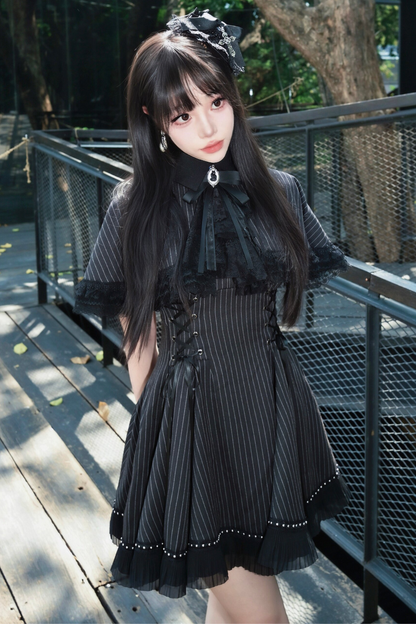 French Stripe Cape Dress