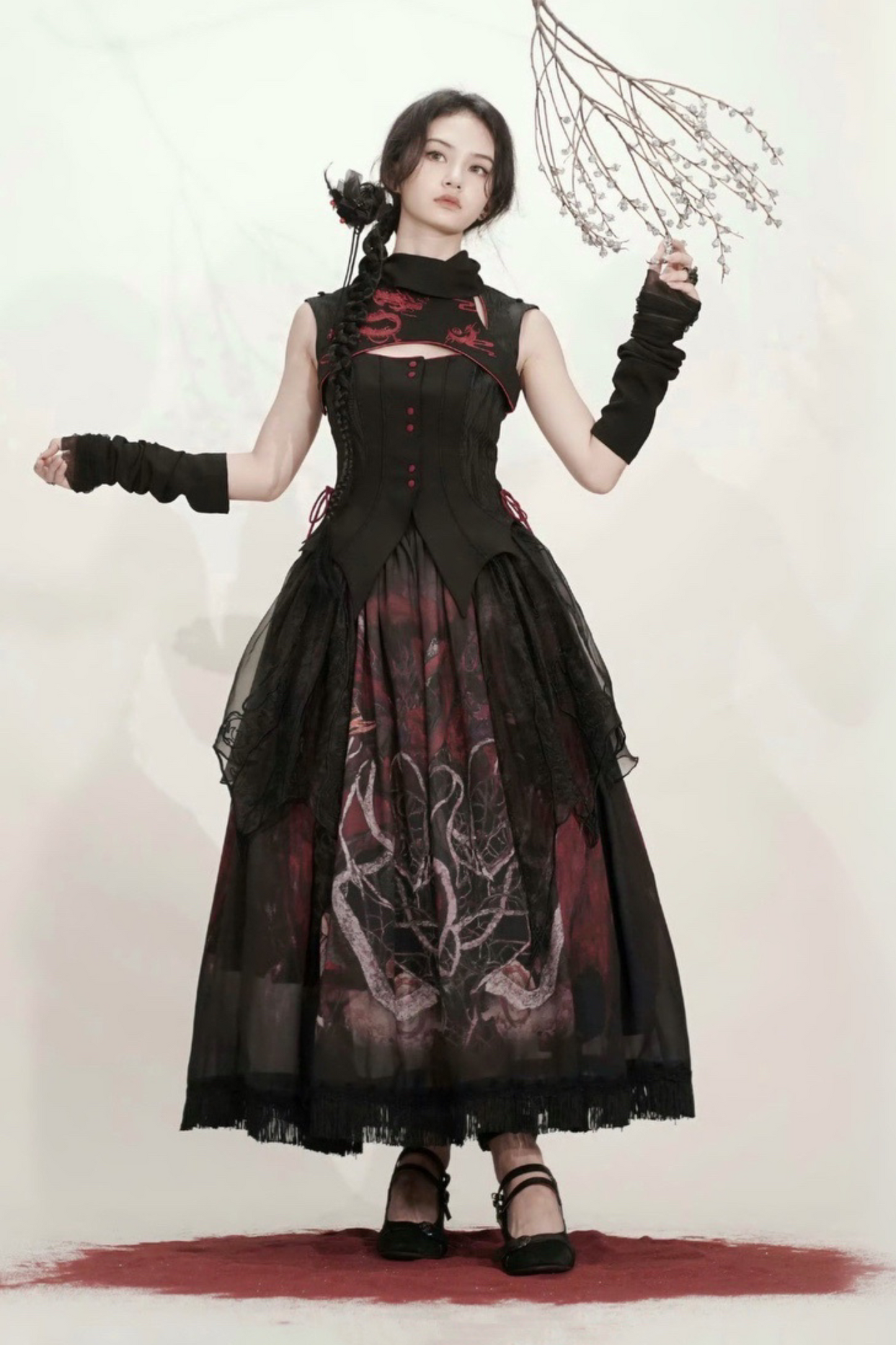 [Deadline for reservations: February 26th] Red Dragon x Black Dragon x Purple Snake Lolita China Gothic Setup