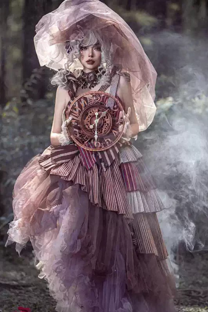 【予約商品】ストライプグリッドファンタジードレスセット＋アシメチュールスカート＋ベール