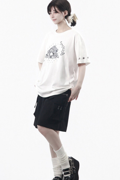 그래픽 면 티셔츠