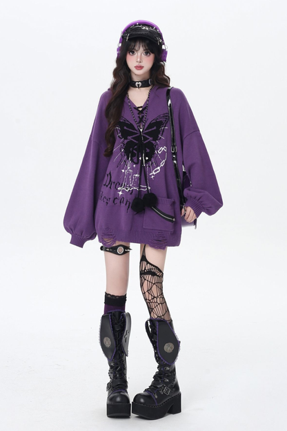 バタフライシャックル Vネックニット