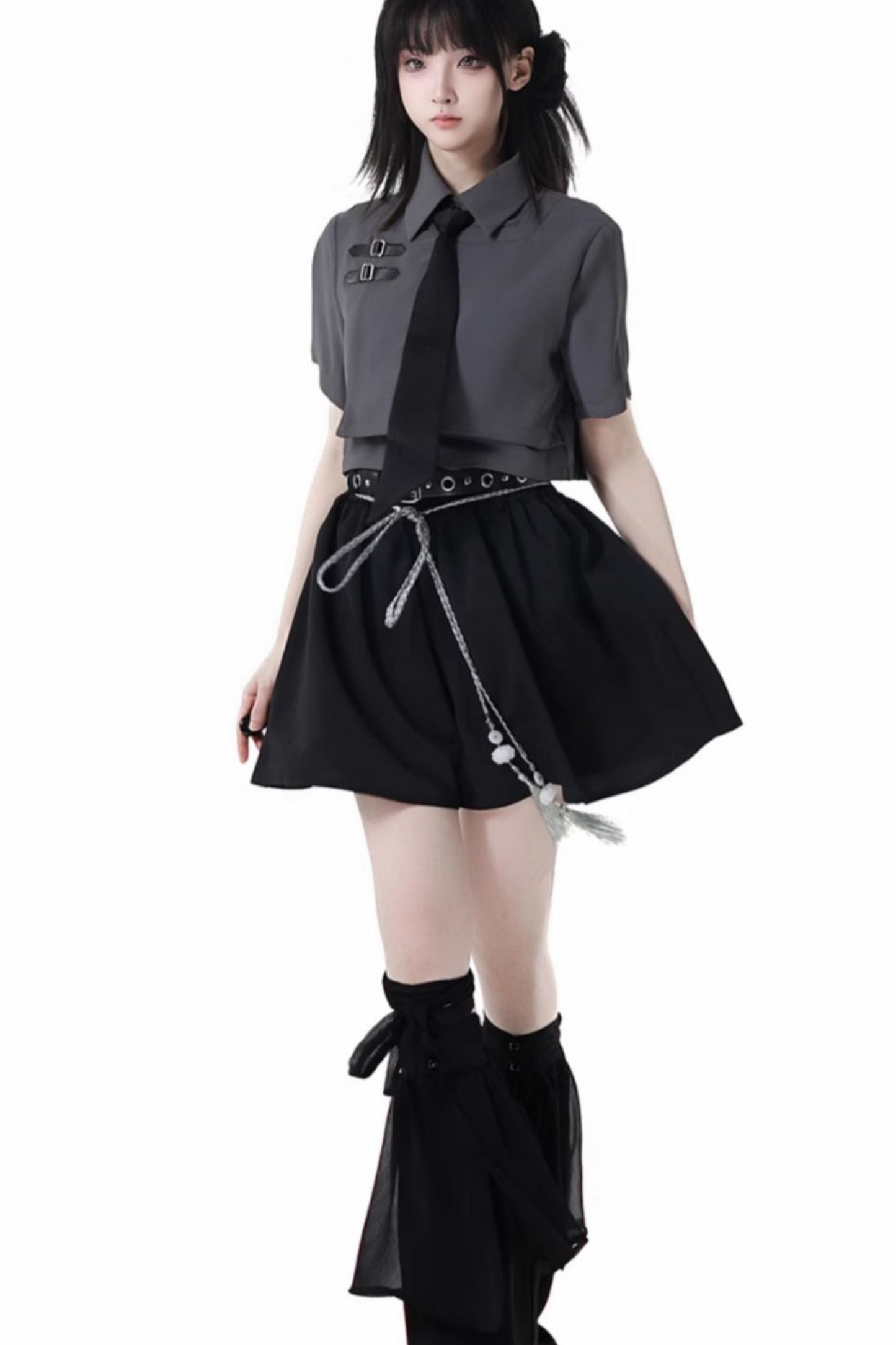 Mode tie short shirt + culottes ++ asymmetrical skirt + long skirt