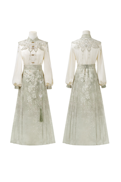 Jasmine Rain Long Sleeve Shirt + Elegant Skirt