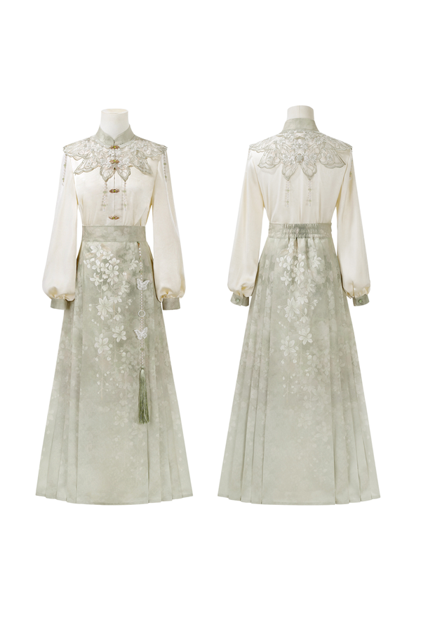 Jasmine Rain Long Sleeve Shirt + Elegant Skirt