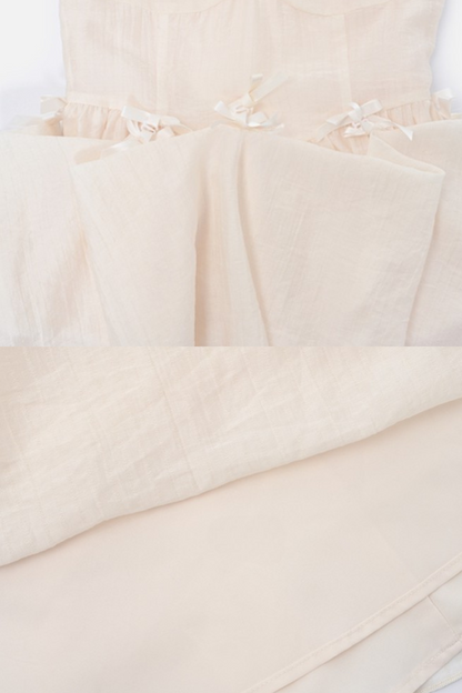 Sweet Sheer Design Ribbon Two Wear Dress