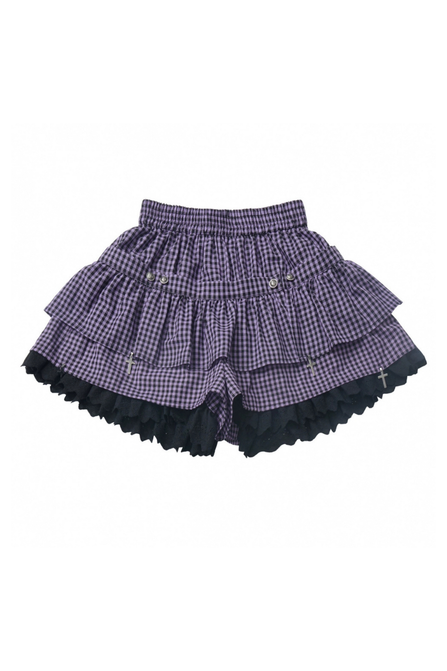 パープルグリッドカラーブロックトップス+フードトップス+パンツ+レッグウォーマー