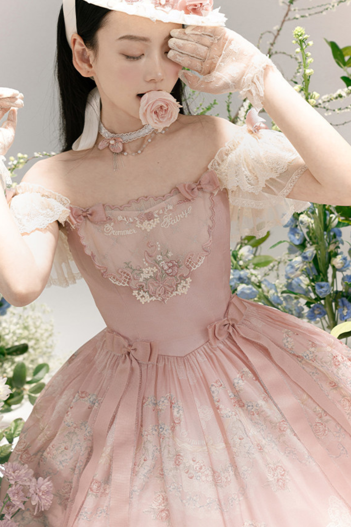 Vilandry Garden Off-Shoulder Dress + Jumper Skirt + Cape