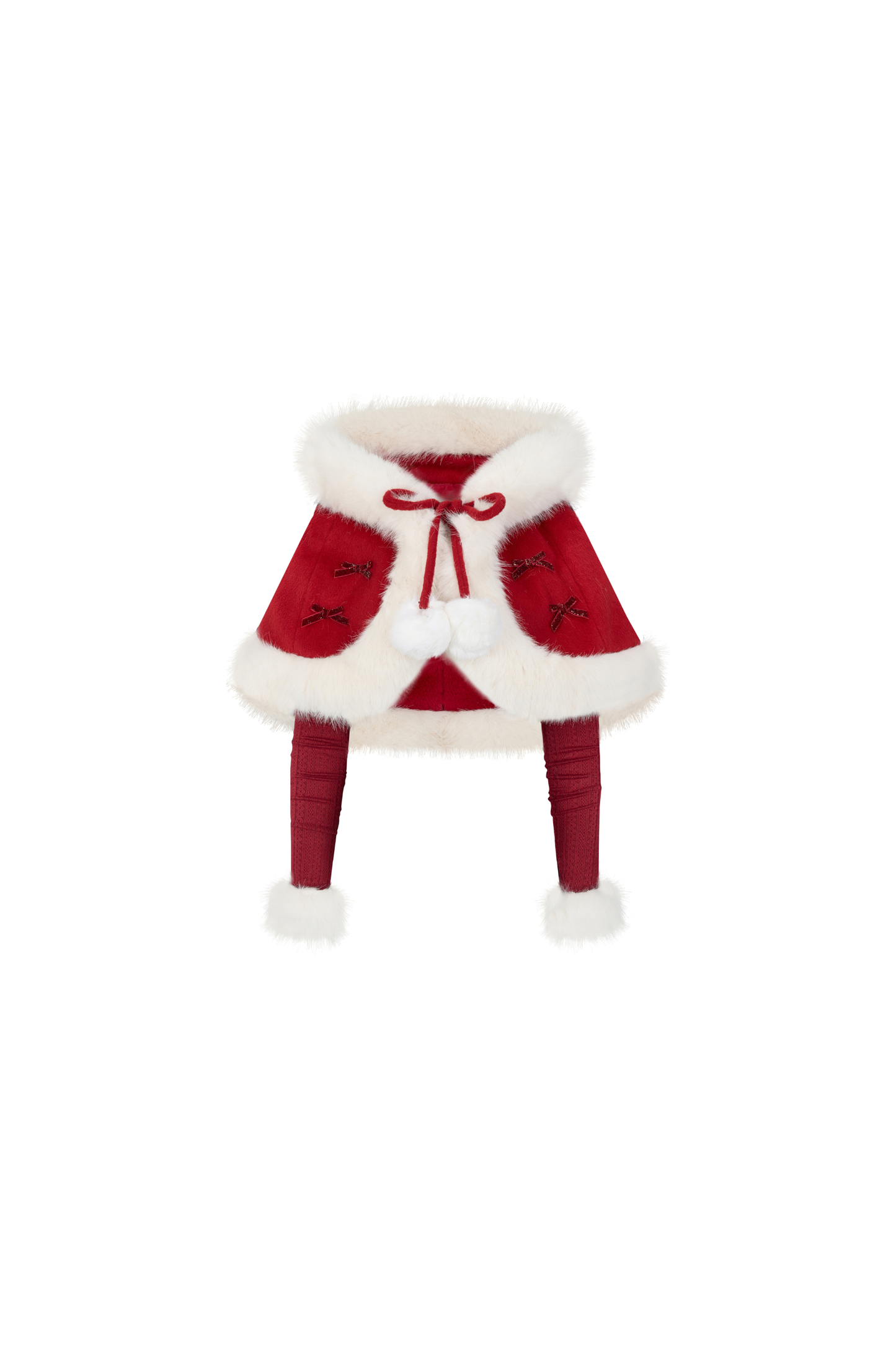 レッドベルベットケーキファーコート+サスペンダースカート+スリーブ