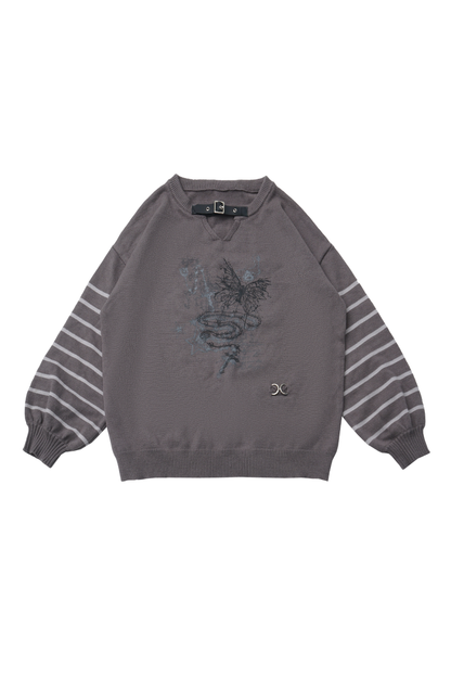 ストライプパッチワークデザインセーター