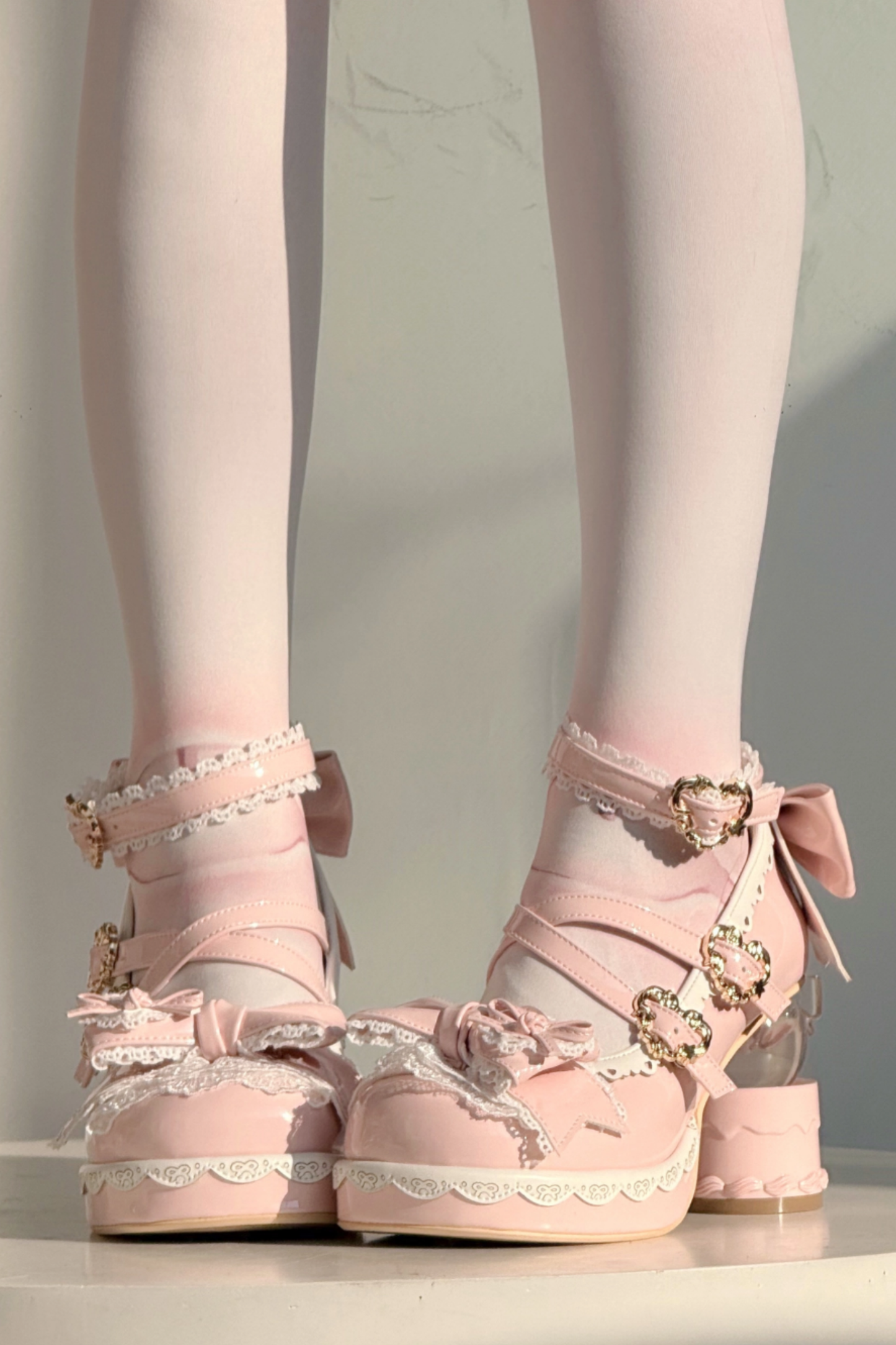 リボンレースロリータクリスタルヒール