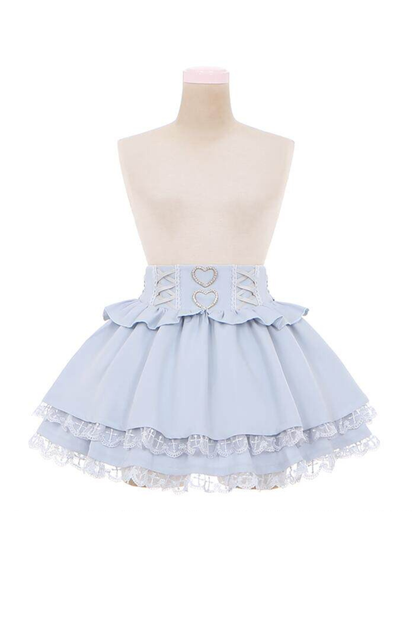 레이스 다크 셔츠 + 플레어 스커트