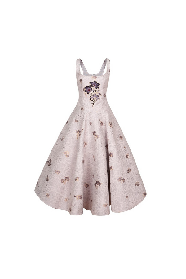 ピンクパープルブラウス＋サスペンダードレス