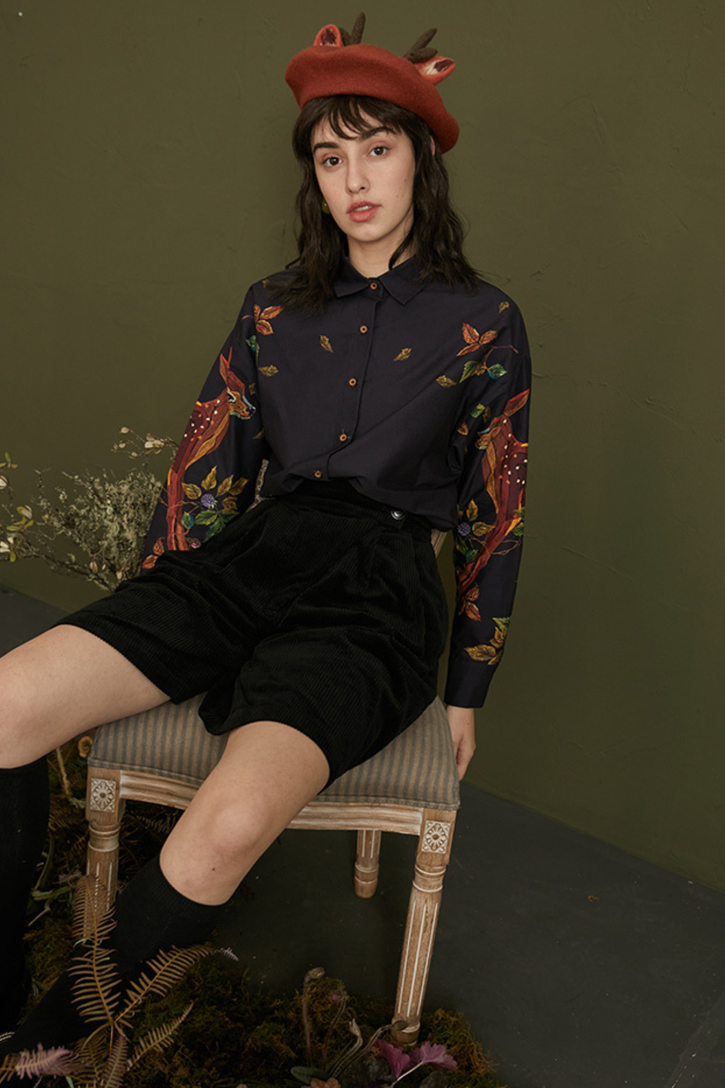 Elegant Fawn Print Shirt